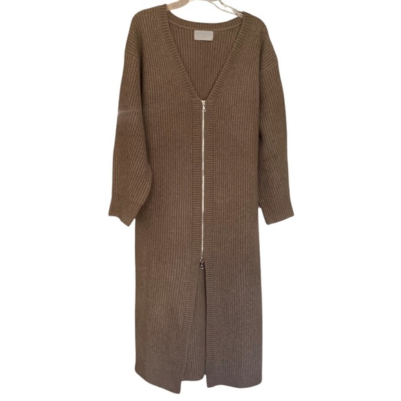 Modern Citizen Alma Two Way Zip Brown Long Cardigan Sweater Sz M - Picture 5 of 13